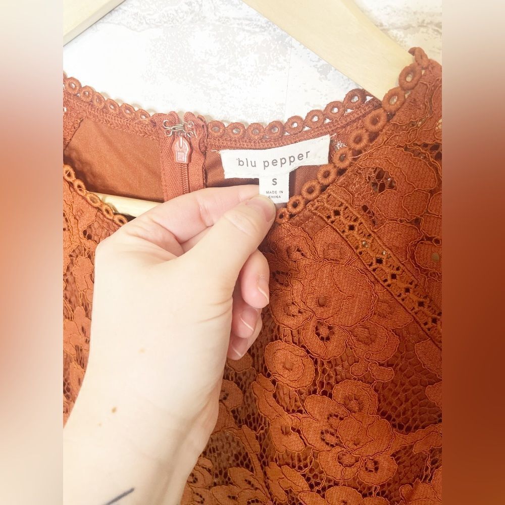 Blu Pepper Rust Colored Lace Fitted And Flare Dre… - image 2
